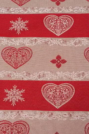 Dekostoff mit roten Jacquardstreifen