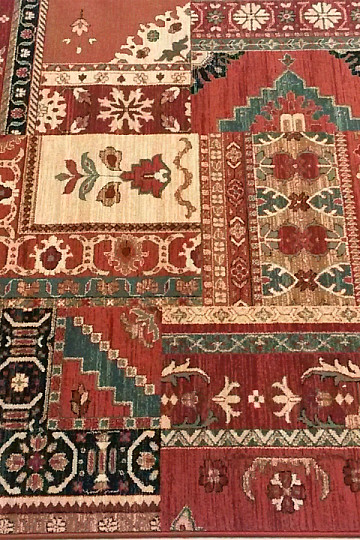 Luxus-Wollteppich ROYAL PATCHWORK multi rot