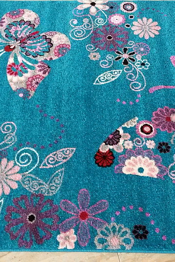Kinderteppich BELLA Schmetterlinge türkis