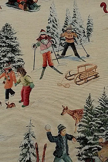 Gobelin Tischdecke, Schal Skifahrer