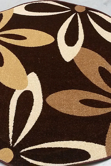 Rundteppich KARMEL Blumen draun