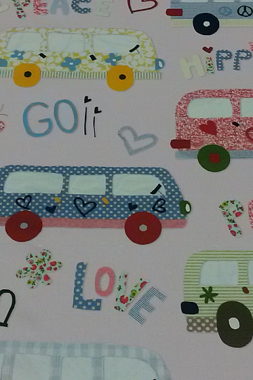 Dekorationsstoff HIPPIE CARS pink