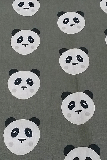 Baumwollstoff PANDA olivgrün