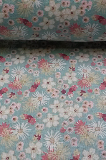 Dekostoff ZINIA Menthe Blumen