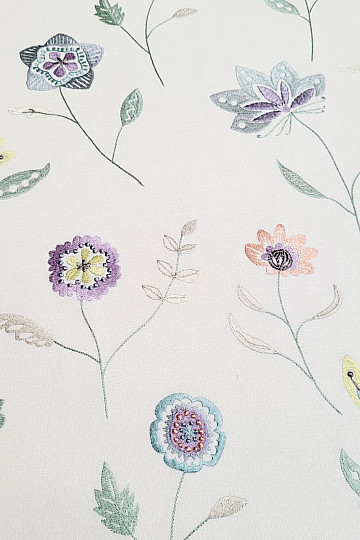 Bestickter Dekostoff mit Blumen RICHMOND lila