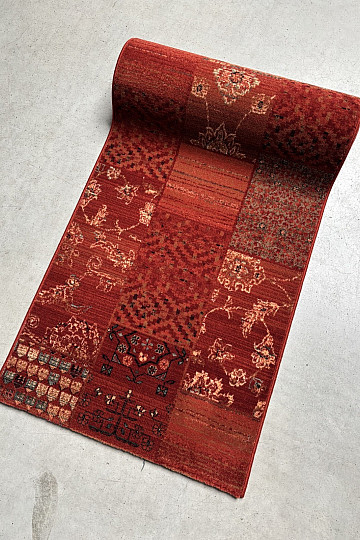 Luxus-Läufer aus Wolle ROYAL PATCHWORK rot