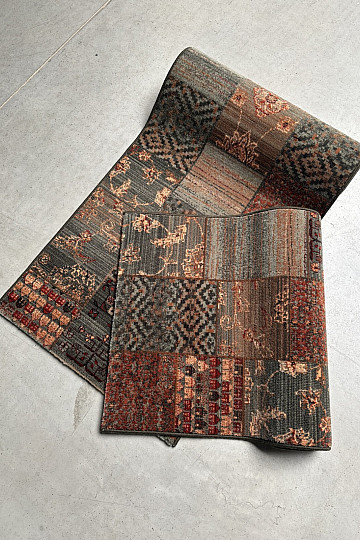 Luxus-Läufer aus Wolle ROYAL PATCHWORK grün