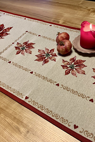 Gobelin Weihnachts-Tischdecke Poinsettias