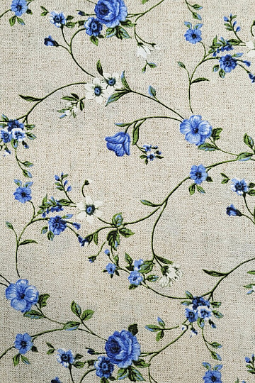 Dekostoff Blumen RAME blau