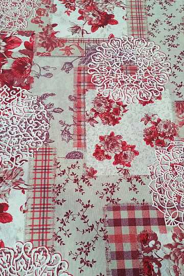 Dekostoff CINTIA Blumen rot