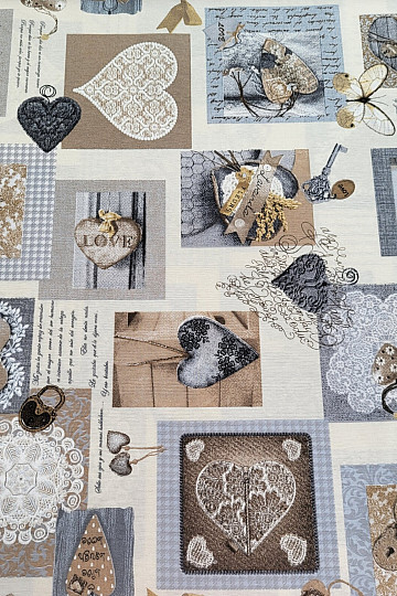 Dekostoff HERZ SHABBY beige