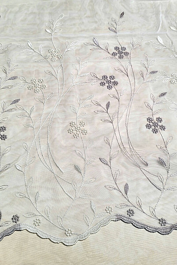 Moderne bestickte Gardine GERSTER 11443 white/beige
