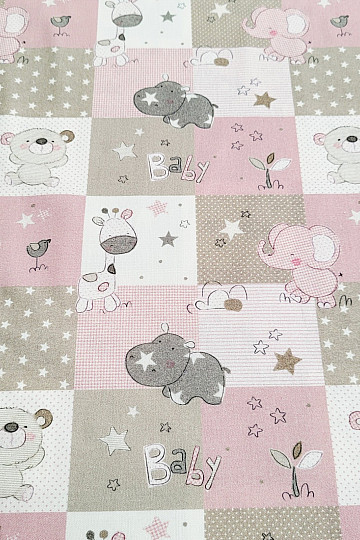 Baumwollstoff BABY ZOO rosa