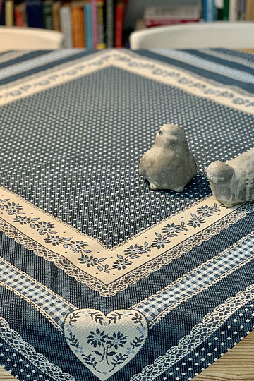 Gobelin-Tischdecke und Schal SELSKÁ JIZBA blau