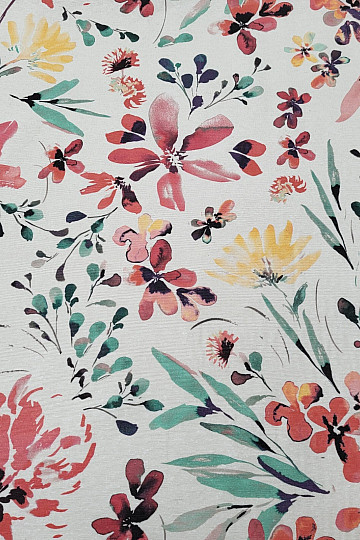 Dekostoff ALENA rote Blumen
