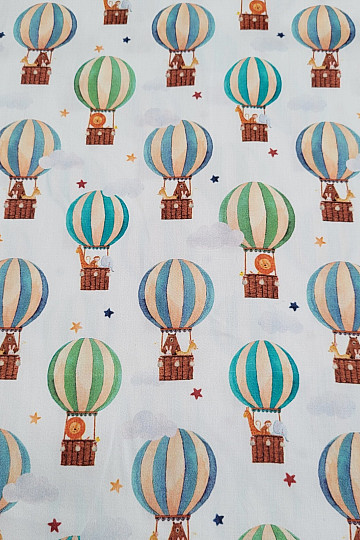 Kinder Baumwollsatin FLYING BALLOONS Digitaldruck