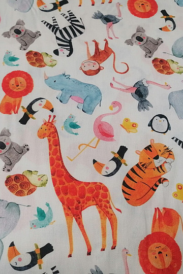 Baumwollsatin für Kinder ZOO  Digitaldruck