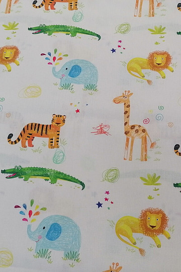 Baumwollstof JUNGLE DOODLE