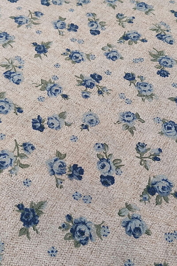 Dekorationsstoff ROSEN blau