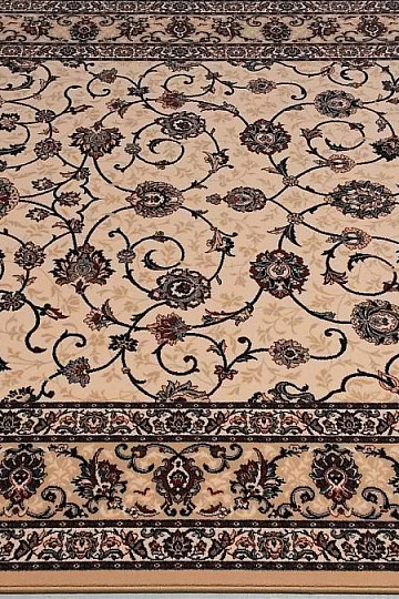 Wollteppich ORIENT klassisch cremig mit blau