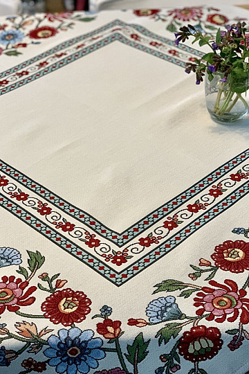 Gobelin Tischdecke, Schal GEMALTE BLUMEN