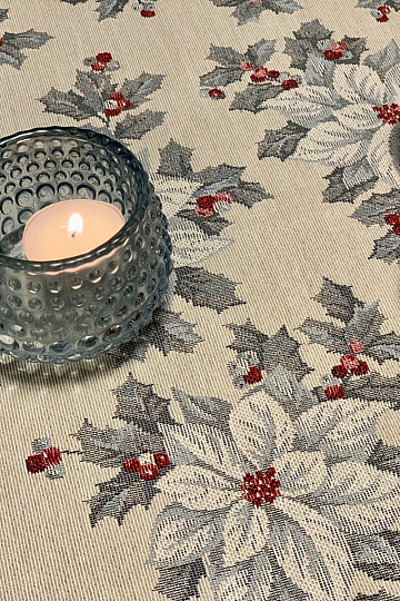 Gobelin-Tischdecke, Schal WEIHNACHTSSTERN SILBER