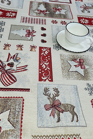 Gobelin-Tischdecke und Schal COUNTRY CHRISTMAS