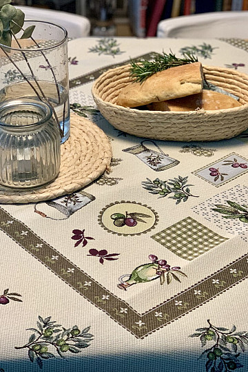 Gobelin Tischdecke, OLIVE Schal