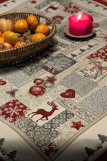 Gobelin-Tischdecke, Schal FROHE WEIHNACHTEN