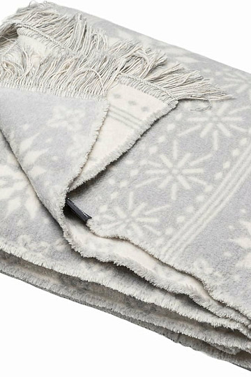 Baumwolldecke Winter Schneeflocken Flocken grau
