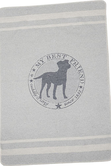 Baumwolldecke DF für Hunde BEST FRIEND hell grau