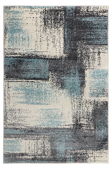 Stück Teppich DOUX Malerei Leinwand grau / blau