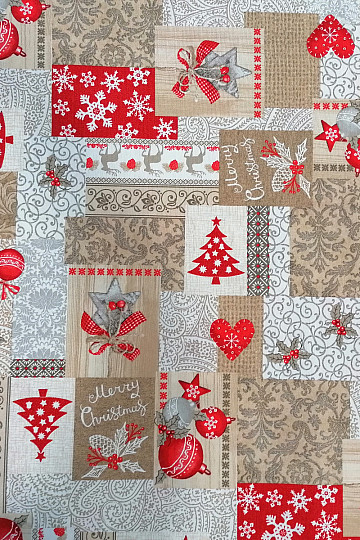 Dekorationsstoff PATCHWORK Weihnachten beige
