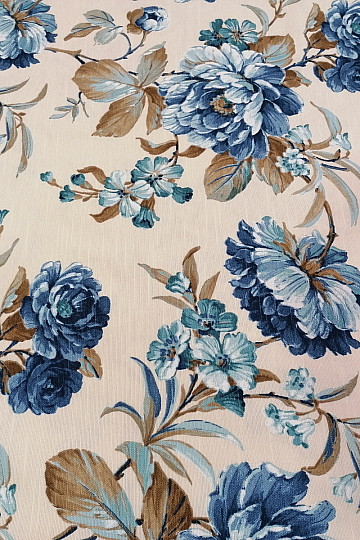 Dekorationsstoff LAURA - große blaue Blumen