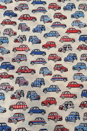 Baumwollstoff CARS rot-blau