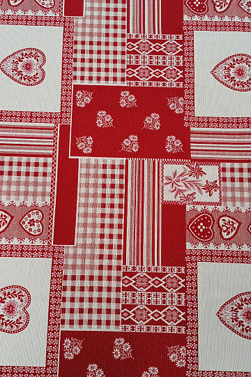 Dekorationsstoff HERZ Blumen II Jacquardkombination