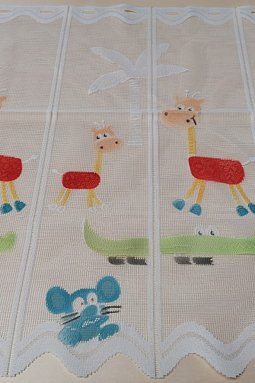 Kindervorhang an einem Buntglasfenster – Jacquard TIERE