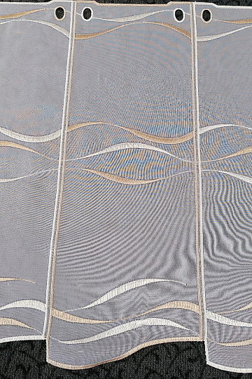 Glasmalvorhang - Voile aus hellbraunen Streifen