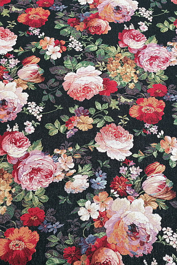 Gobelin Stoff SCHWARZE ROSE