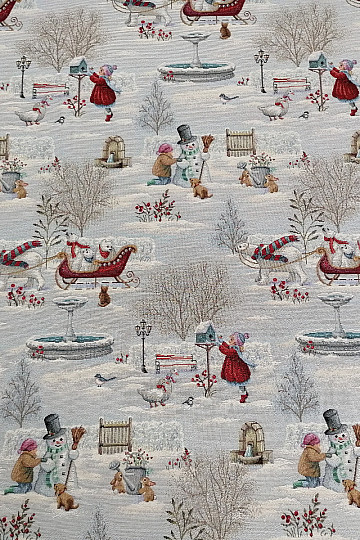Gobelinstoff KINDER IM WINTER