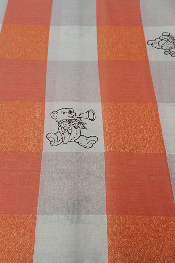 Baumwollstoff Karierte Bären - orange