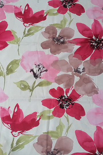 Dekovorhang Blumen rosa groß 150x240 cm