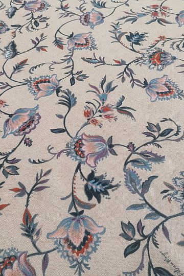 Dekostoff KLEINE BLUME BLAU