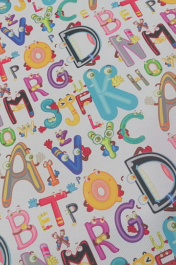 Dekostoff BLACK-OUT Fröhliche Buchstaben