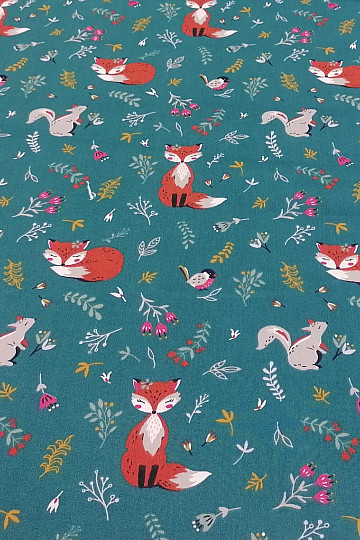Baumwollstoff Fuchs und Eichhörnchen
