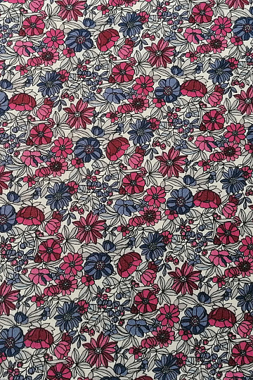 Baumwollstoff APOLÉNA Blumen lila-bordeaux