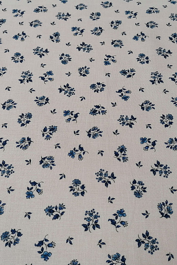 Baumwollstoff MAJOLIKA blaue Blume