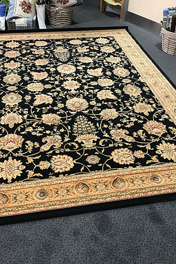 Luxus Wollteppich PRAG Schwarz / Beige