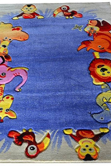 Kinderteppich KIDS SAFARI créme - blau