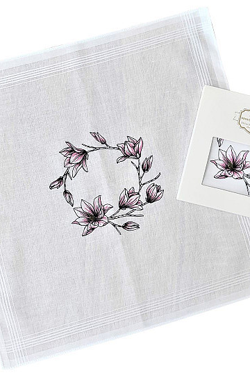 Stofftaschentücher für Damen - handbedrucktes Taschentuch Blume 1 Stück